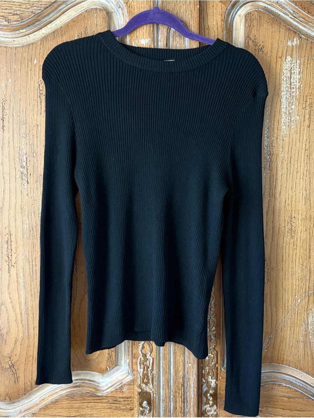 H&M Black Ribbed Crew Neck Sweater